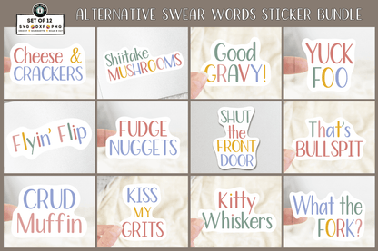 Alternative Swear Words Print & Cut Stickers that are compatible with Cricut and Silhouette machines