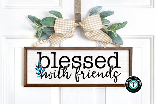 The Blessed with Friends SVG Design celebrates the joy of friendship! This heartwarming cut file embodies the essence of gratitude and companionship, making it ideal for creating heartfelt gifts, home decor accents, or personalized items.