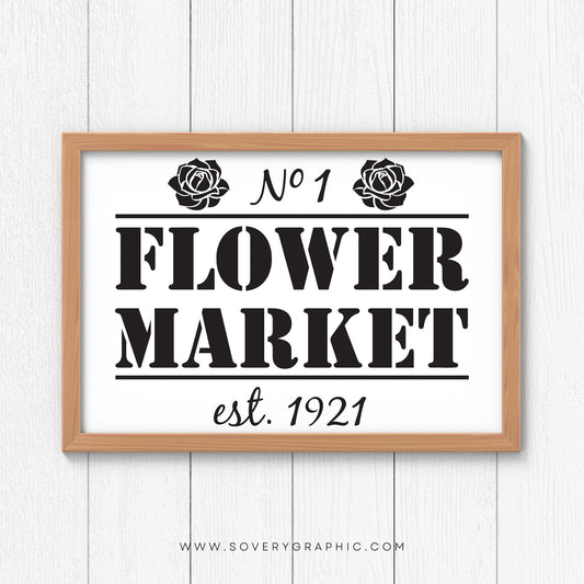 Flower Market Sign hanging on a wood paneled wall