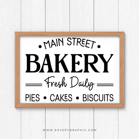 Vintage Bakery Sign SVG Cut File | Farmhouse Kitchen Wall Art
