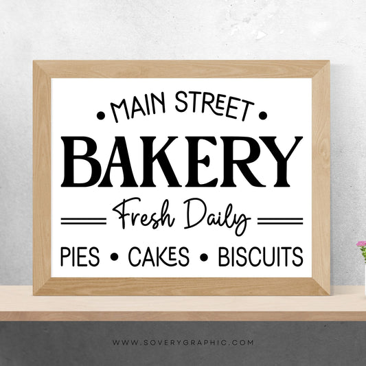 Vintage Bakery Sign SVG Cut File | Farmhouse Kitchen Wall Art