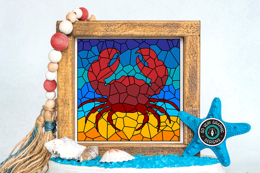 Stained Glass Mosaic Crab SVG Cut File