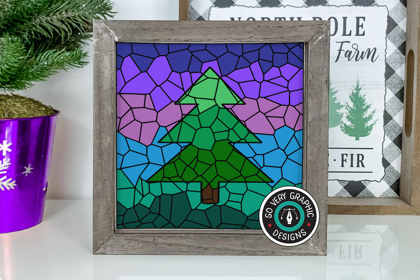 Stained Glass Mosaic Tree SVG Cut File