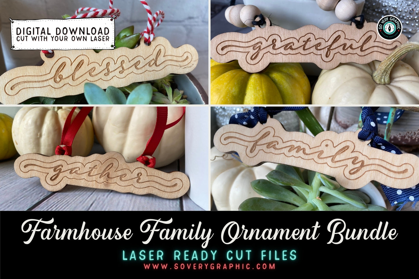 Farmhouse Family Ornament Laser Cut File Bundle