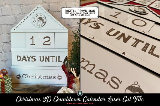 Christmas Countdown Calendar 3D Laser Cut File