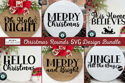 Welcome Christmas Round Wood Sign SVG Design Bundle
