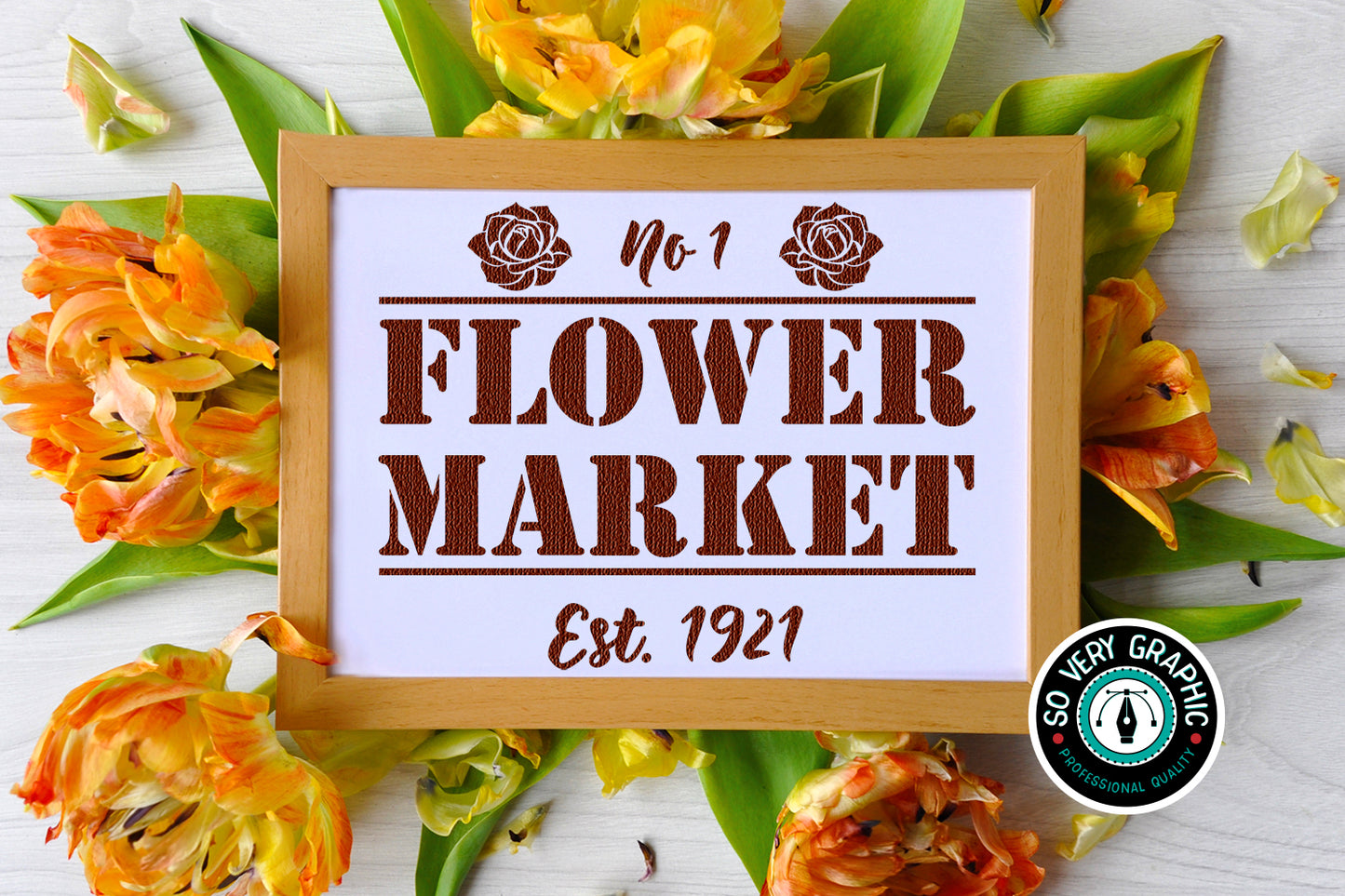 Vintage Flower Market Sign SVG Cut File