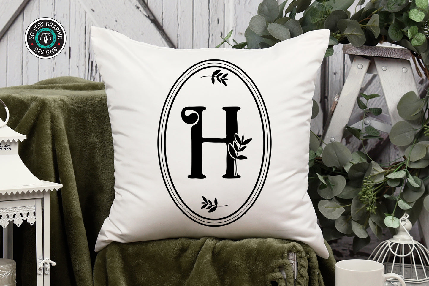 Oval Floral Monogram SVG Design Bundle
