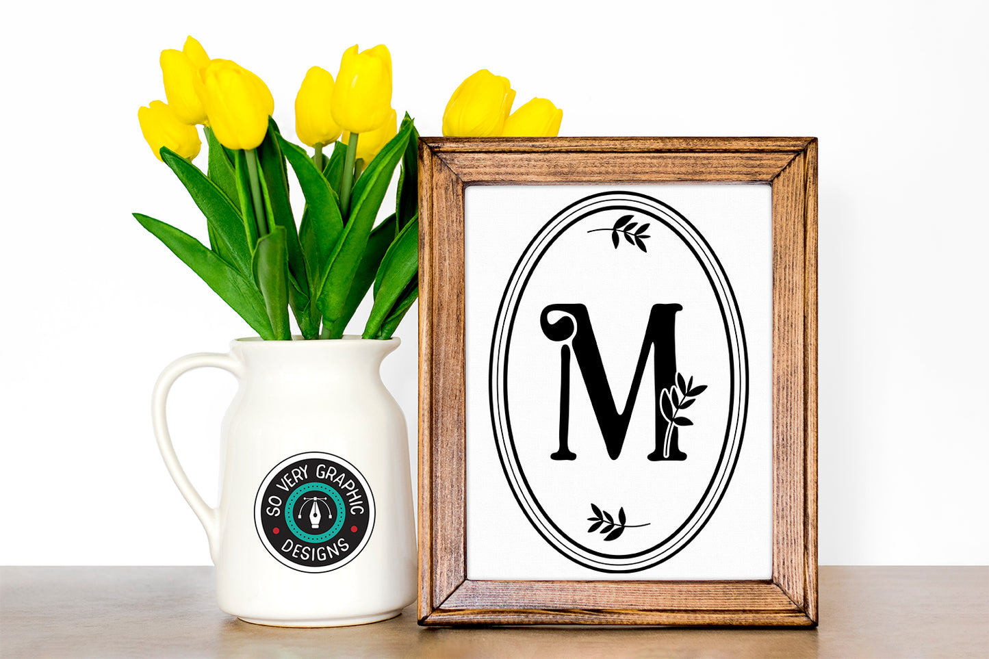 Oval Floral Monogram SVG Design Bundle