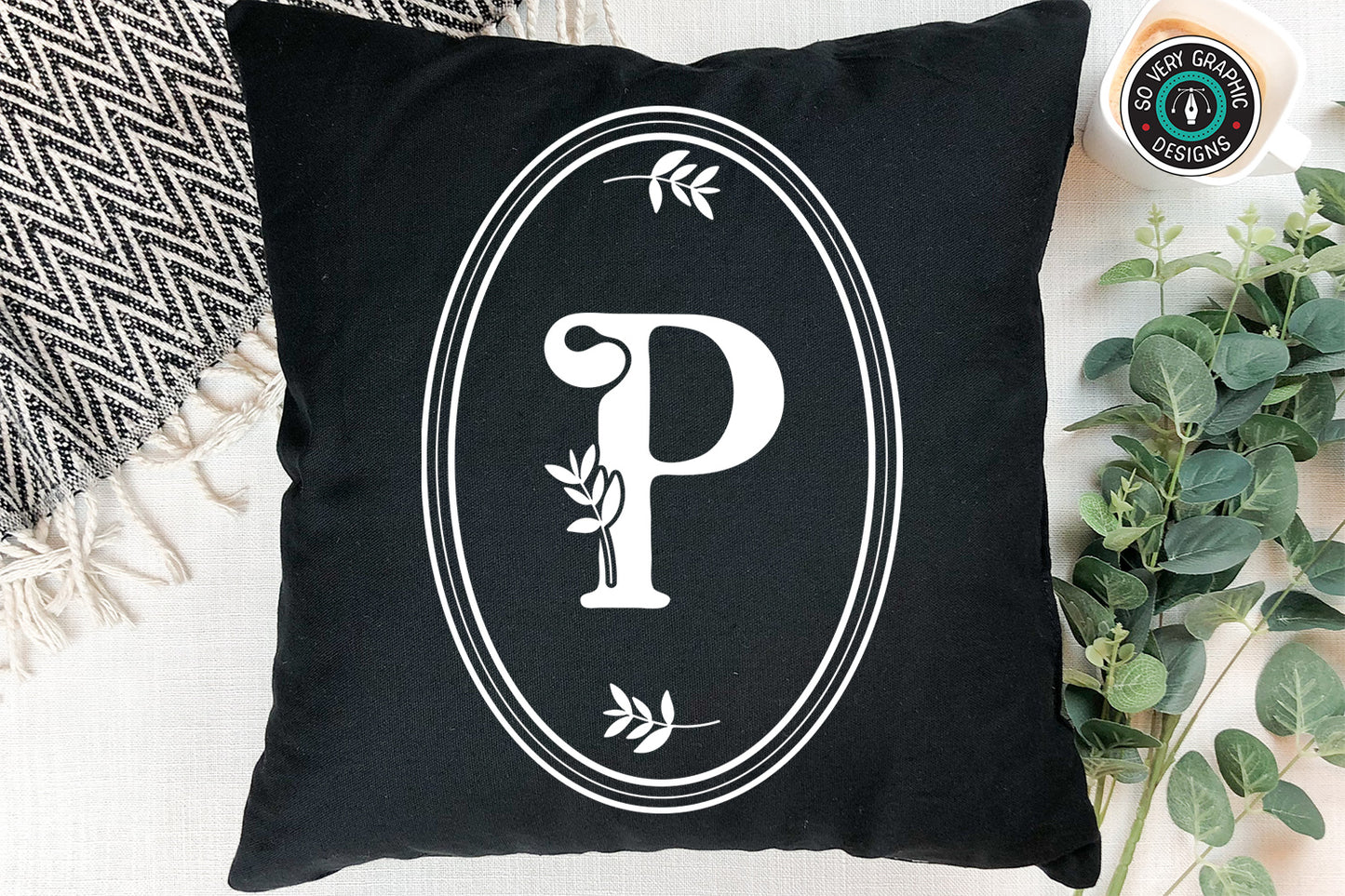 Oval Floral Monogram SVG Design Bundle