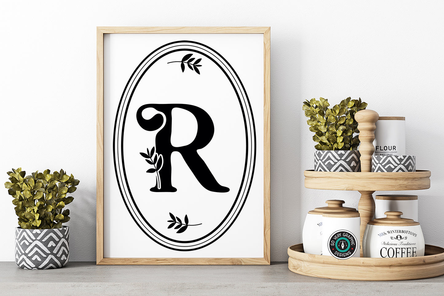 Oval Floral Monogram SVG Design Bundle