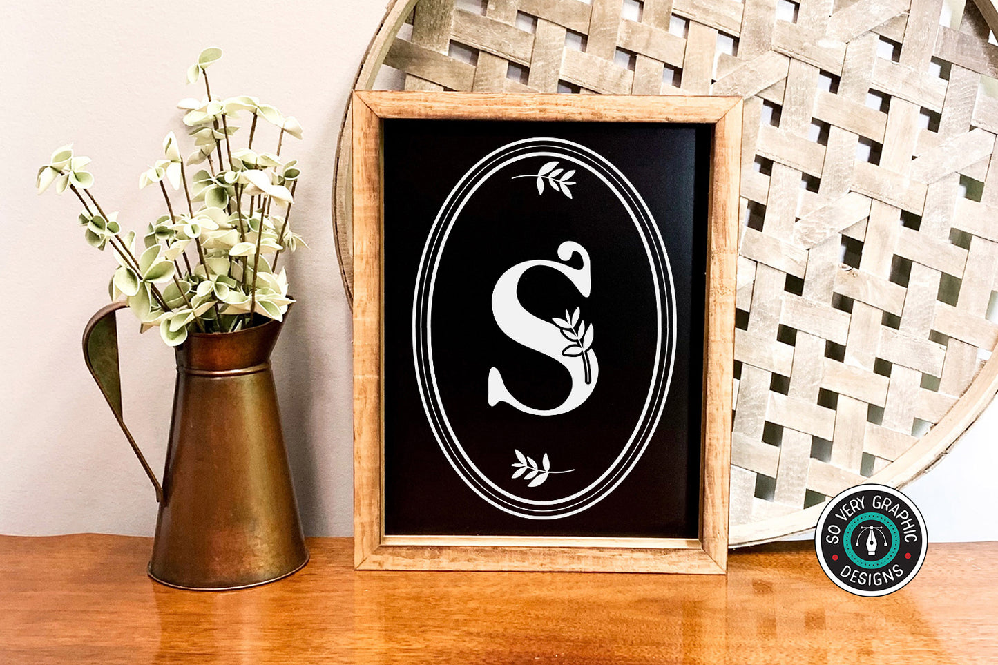 Oval Floral Monogram SVG Design Bundle