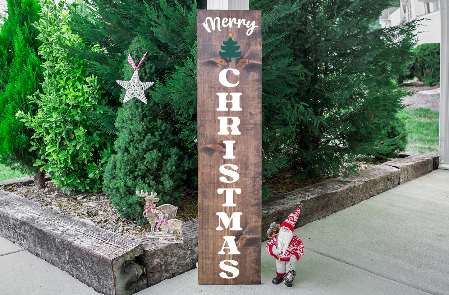 Merry Christmas Vertical Porch Sign SVG Design