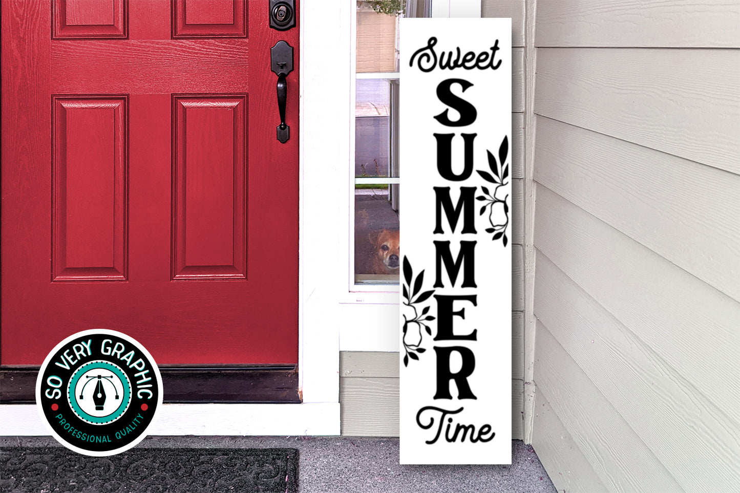 Sweet Summer Time Vertical Porch Sign SVG Design