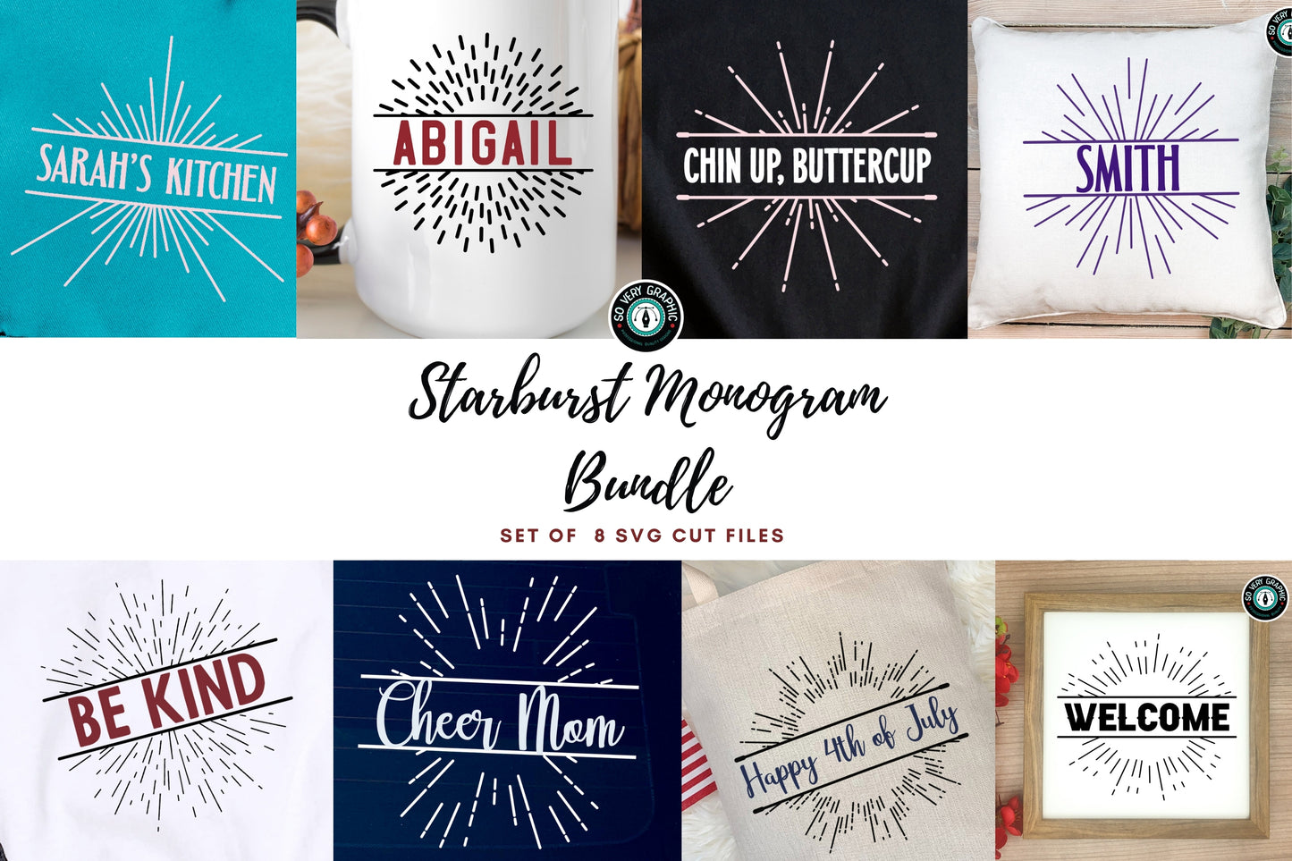Starburst Monogram SVG Design Bundle