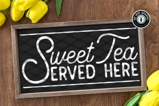 Sweet Tea Served Here Farmhouse Kitchen SVG Cut File for Cricut, Silhouette & ScanNCut machines. Professionally Made Designs for hobby craft & small business use from So Very Graphic. Instant Digital Download includes SVG, DXF & PNG formats.