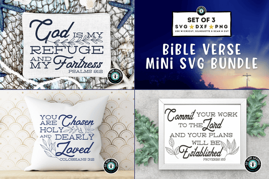 Designed for Cricut crafters, this SVG design bundle features beautifully crafted SVG cut files showcasing inspiring verses from the Bible.