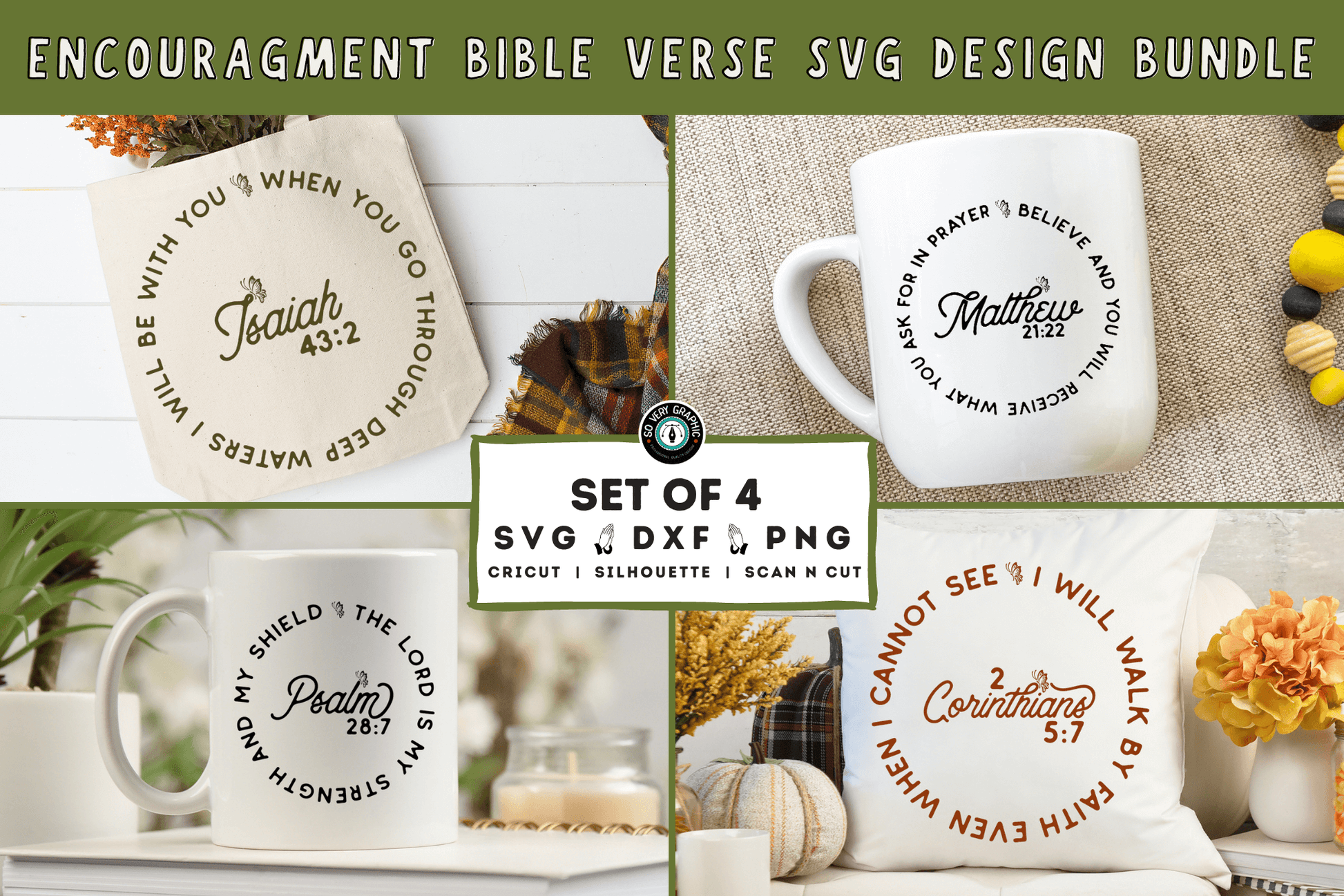 Encouragement Bible Verse Round SVG Design Bundle, designed for Cricut crafters