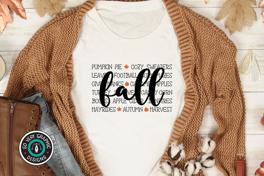 Fall Autumn Words T-Shirt SVG Cut File