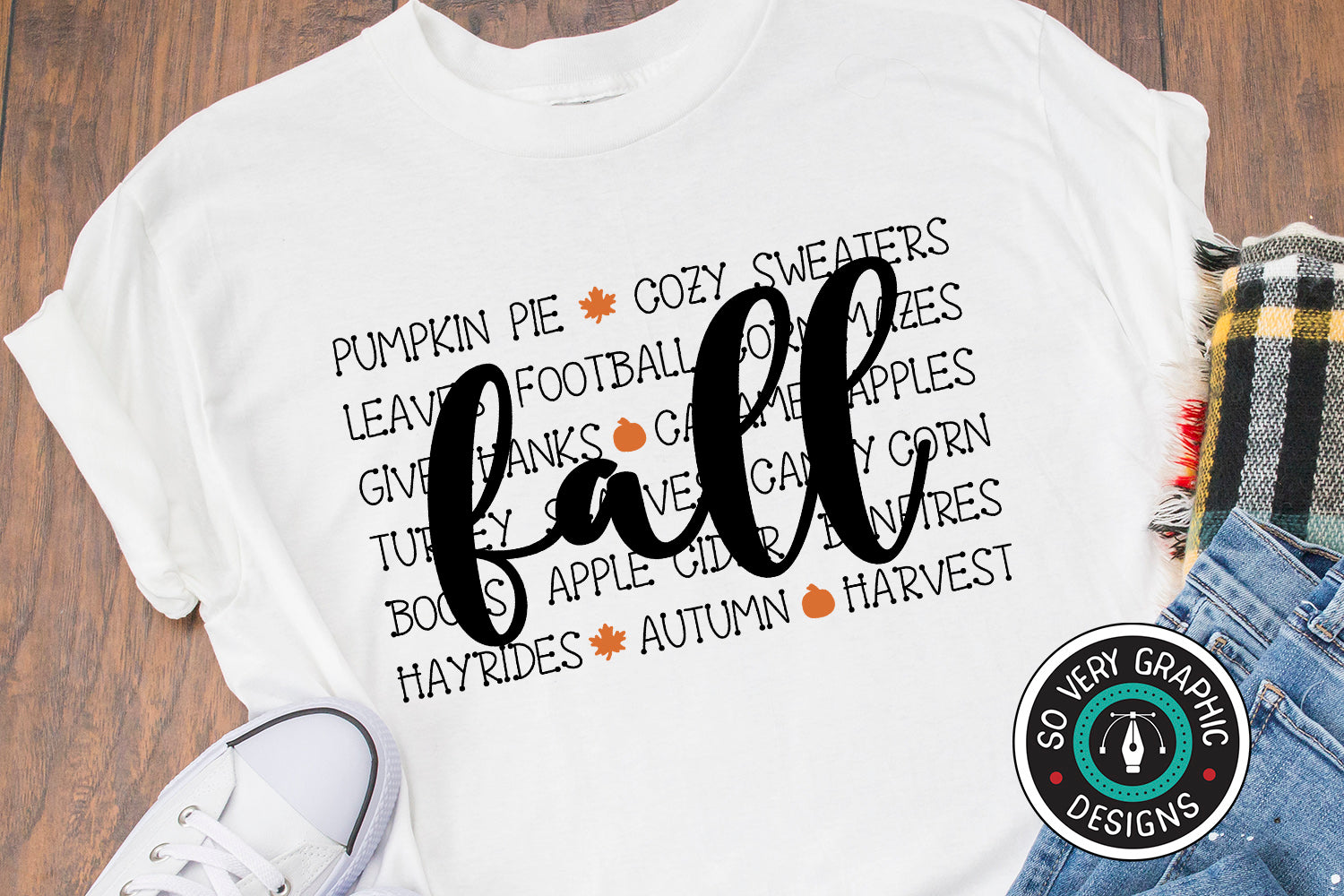 Fall Autumn Words T-Shirt SVG Cut File