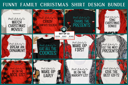 Funny Matching Family Christmas Shirts SVG Design Bundle