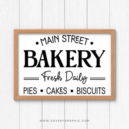 Vintage Bakery Sign SVG Cut File | Farmhouse Kitchen Wall Art