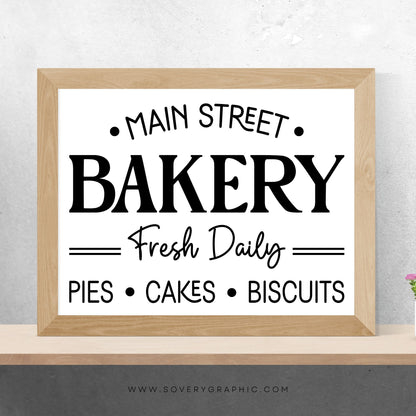 Vintage Bakery Sign SVG Cut File | Farmhouse Kitchen Wall Art