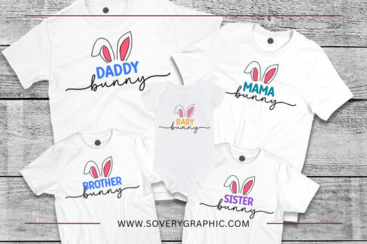 Matching Family Easter Bunny Shirts SVG Design Bundle