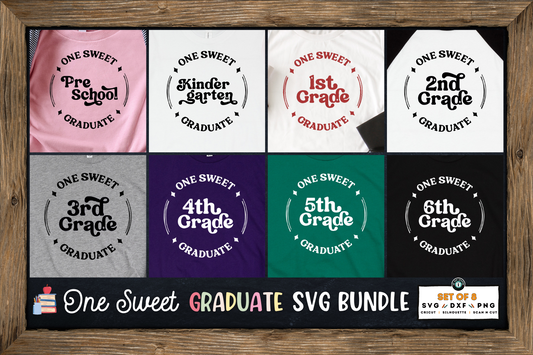 One Sweet Graduate Elementary School Graduate T-Shirt SVG Design Bundle