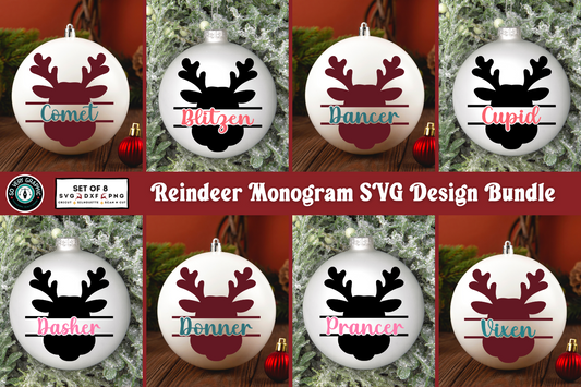 Reindeer Monogram SVG Design Bundle