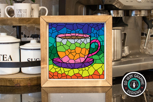 Stained Glass Mosaic Coffee Mug SVG Cut File