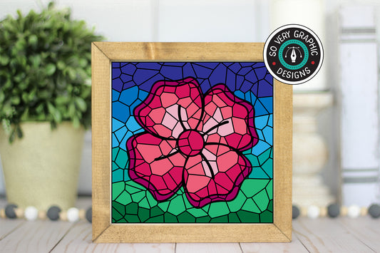 Stained Glass Mosaic Flower SVG Cut File
