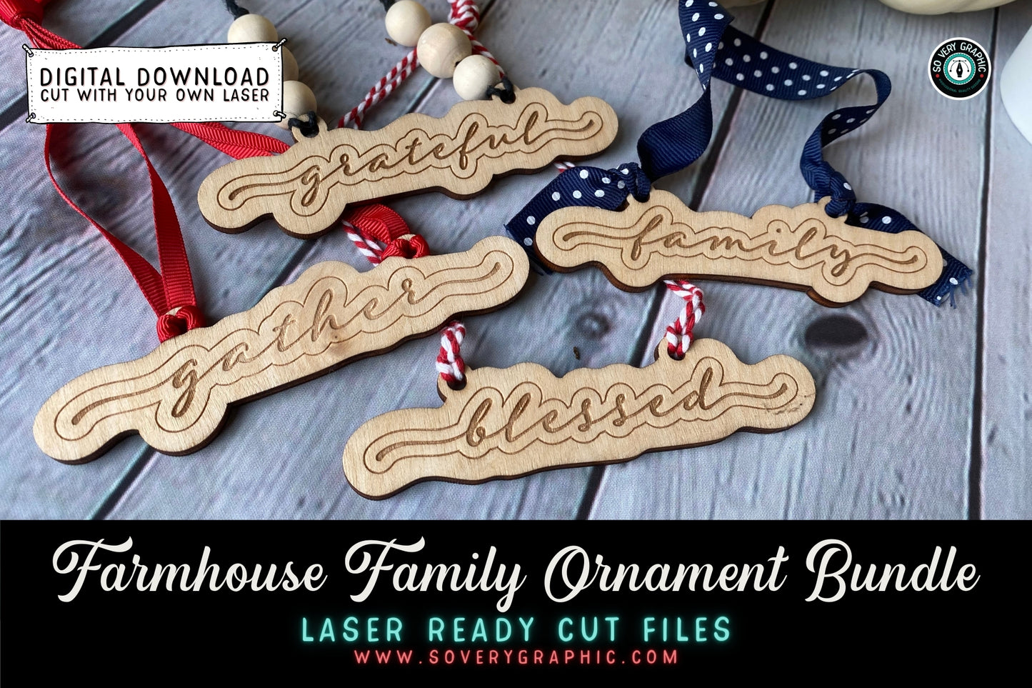 Farmhouse Family Ornament Laser Cut File Bundle