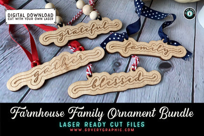 Farmhouse Family Ornament Laser Cut File Bundle