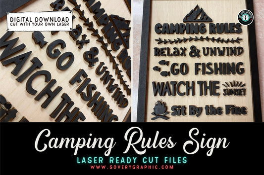 Camping Rules Sign Laser Cut File