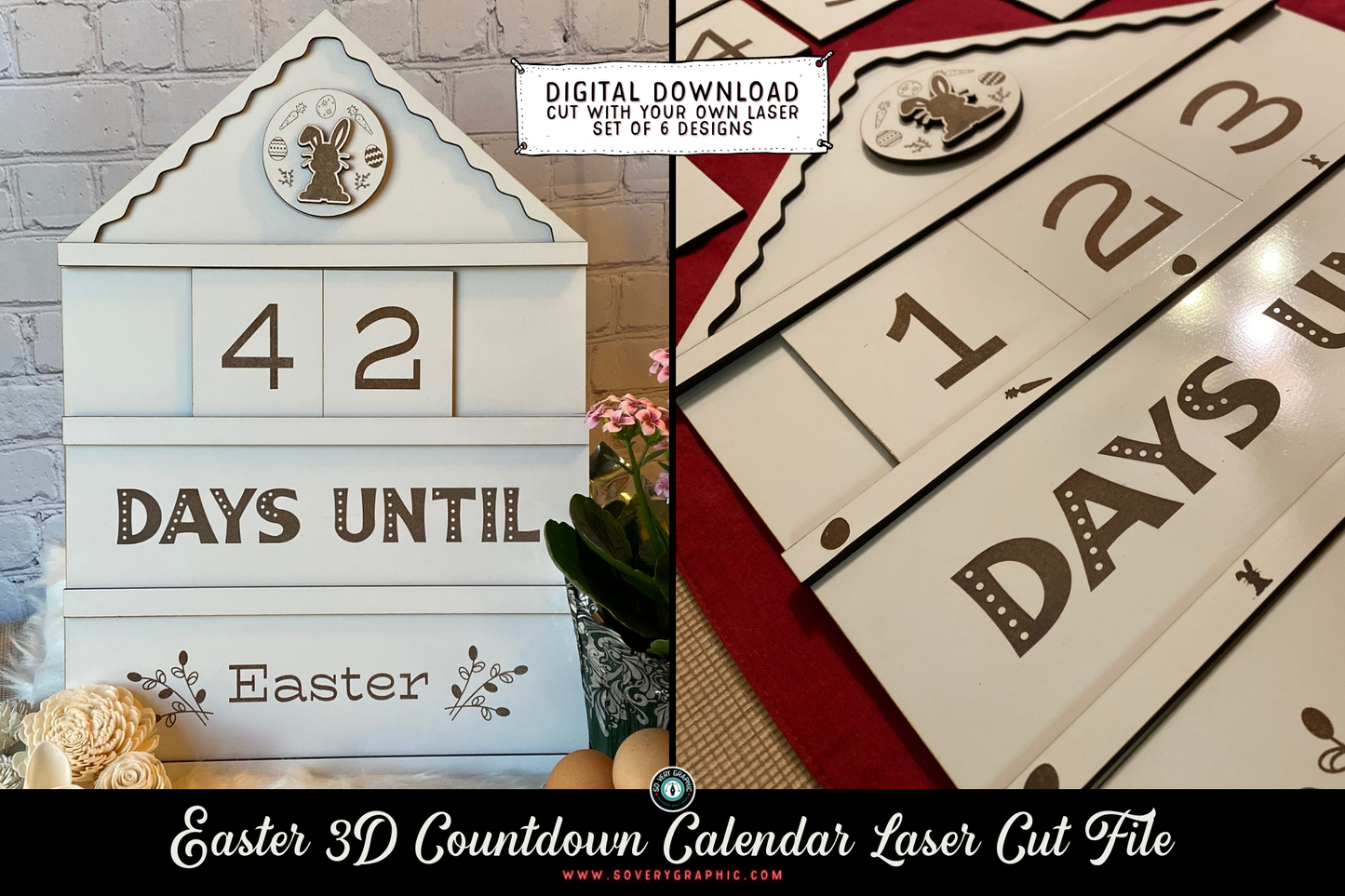 Easter Countdown Calendar 3D Laser Cut File