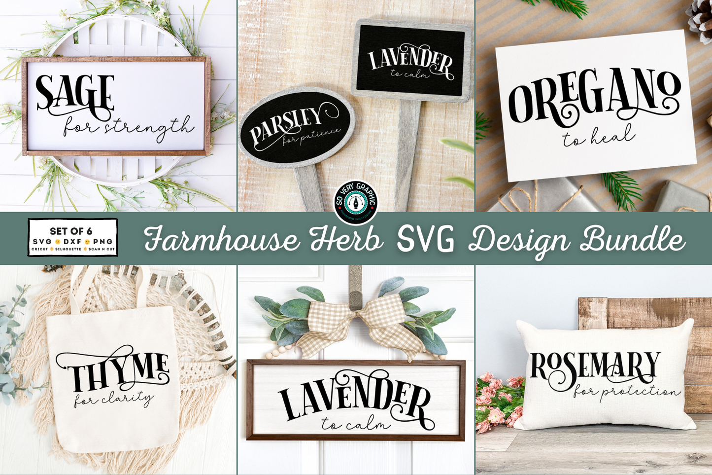 Farmhouse Kitchen Herb SVG Design Bundle