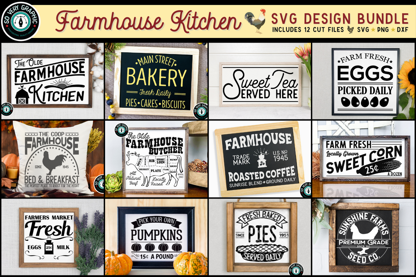 Farmhouse Kitchen Signs SVG Design Bundle