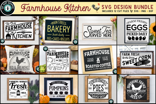 Farmhouse Kitchen Signs SVG Design Bundle
