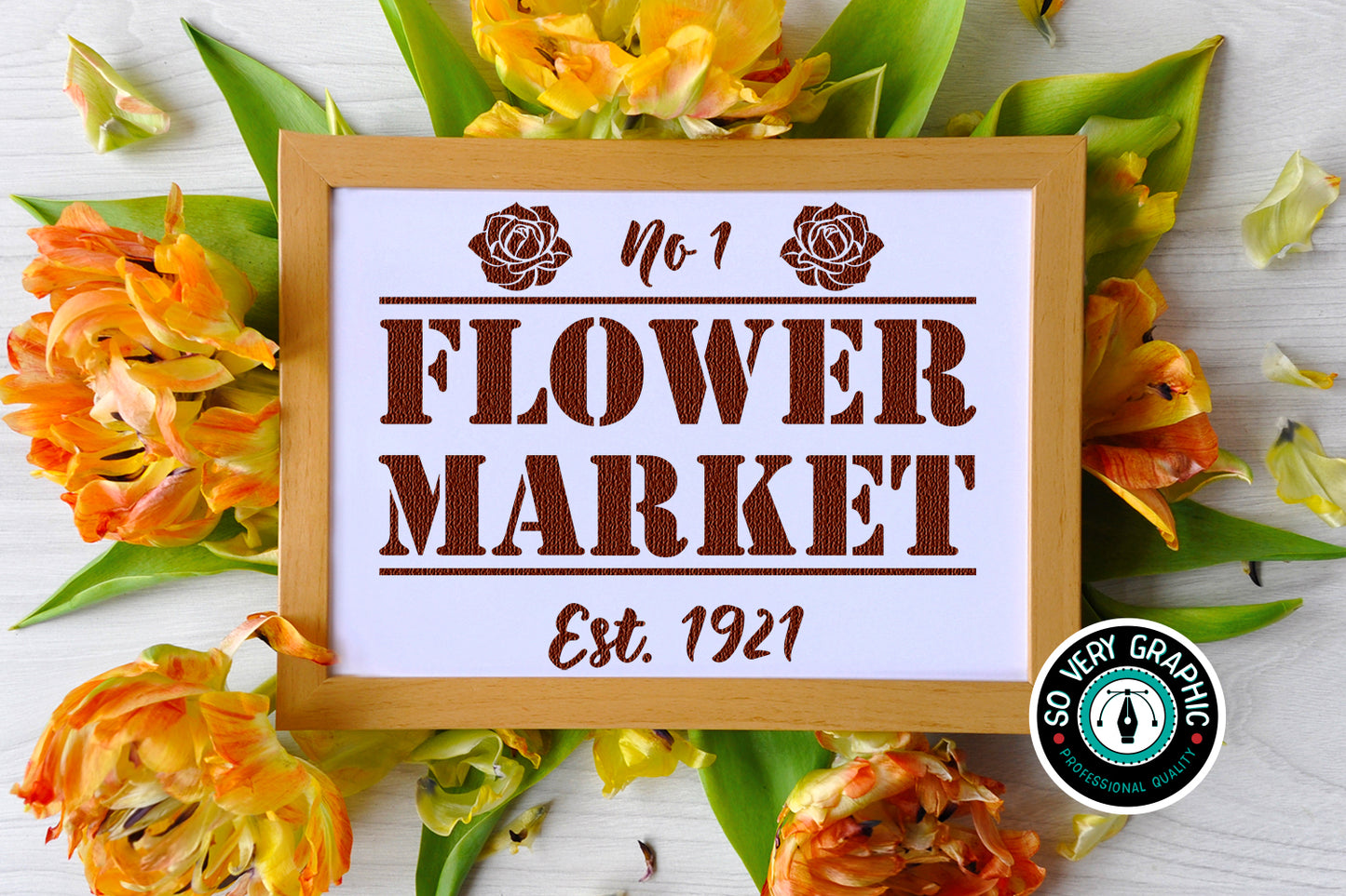 Vintage Flower Market Sign SVG Cut File 