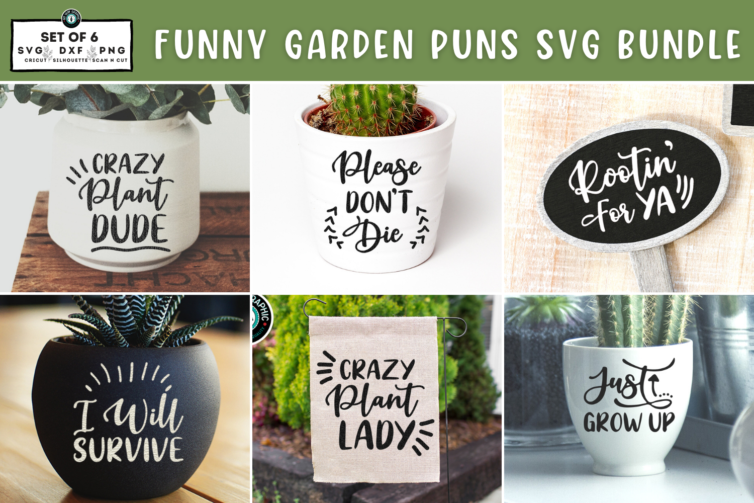 Funny Garden Puns Sayings SVG Design Bundle for Cricut, Silhouette, & Scan N Cut