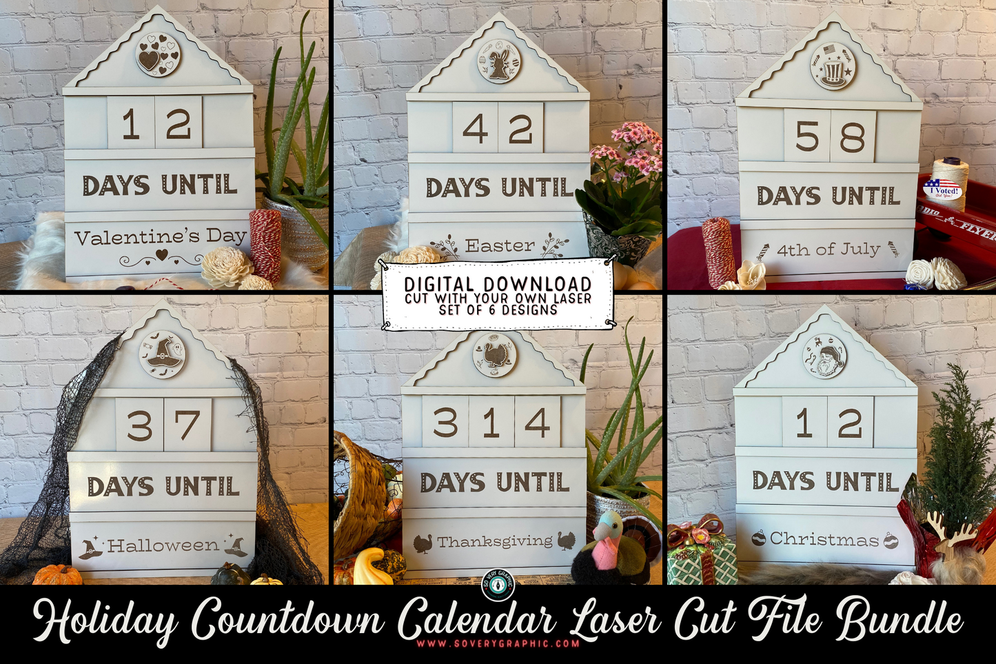 Holiday Bundle 3D Countdown Calendars Laser Cut File Bundle | Volume 1