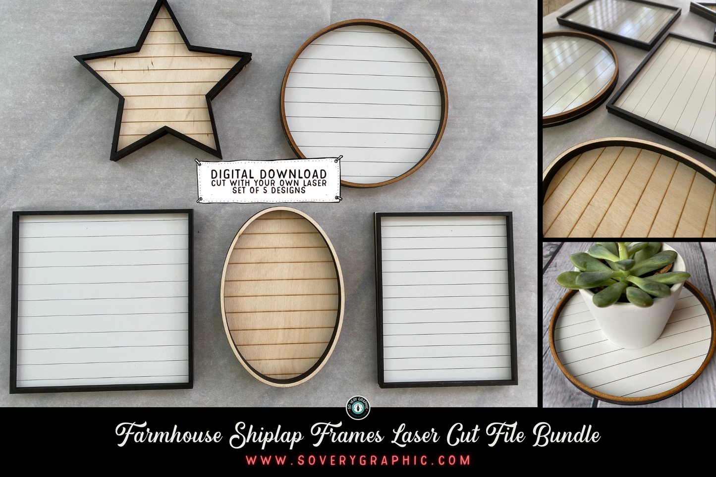 Farmhouse Shiplap Frames Laser Cut File Bundle