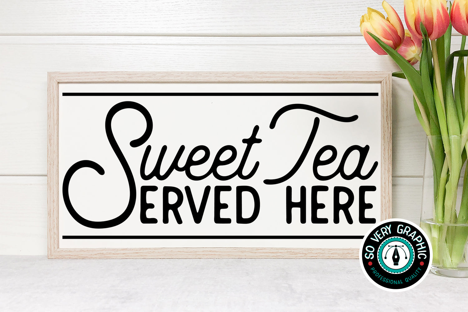 Sweet Tea Served Here Farmhouse Kitchen SVG Cut File for Cricut, Silhouette & ScanNCut machines. Professionally Made Designs for hobby craft & small business use from So Very Graphic. Instant Digital Download
