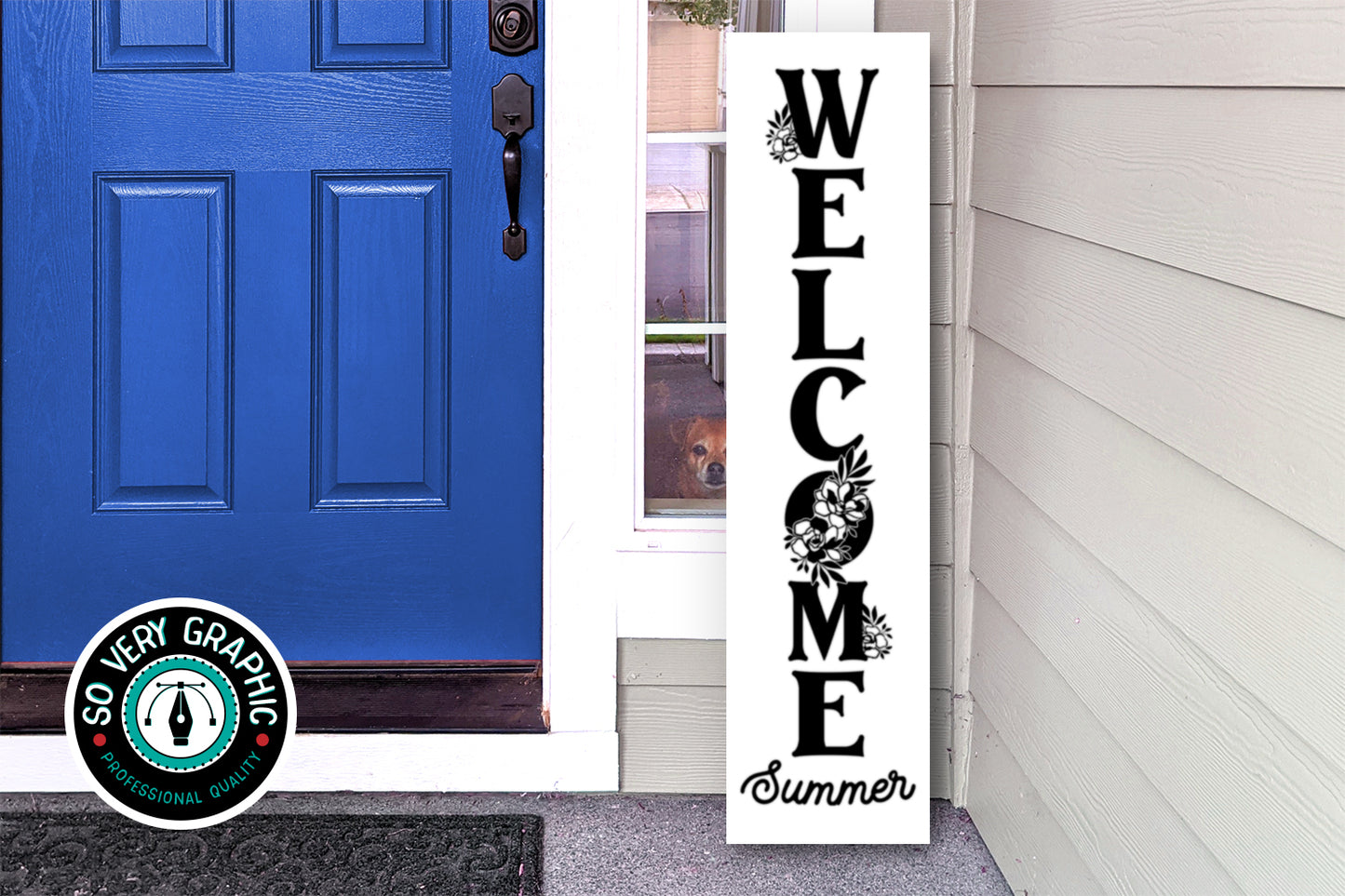 Welcome Summer Vertical Porch Sign SVG Design