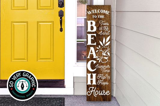 Welcome to the Beach House Vertical Porch Sign SVG Design