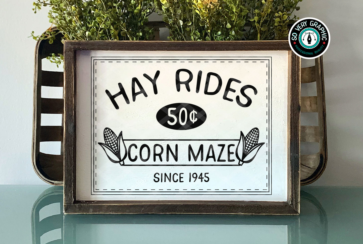 Hayrides & Corn Maze Fall Farmhouse Sign SVG Design