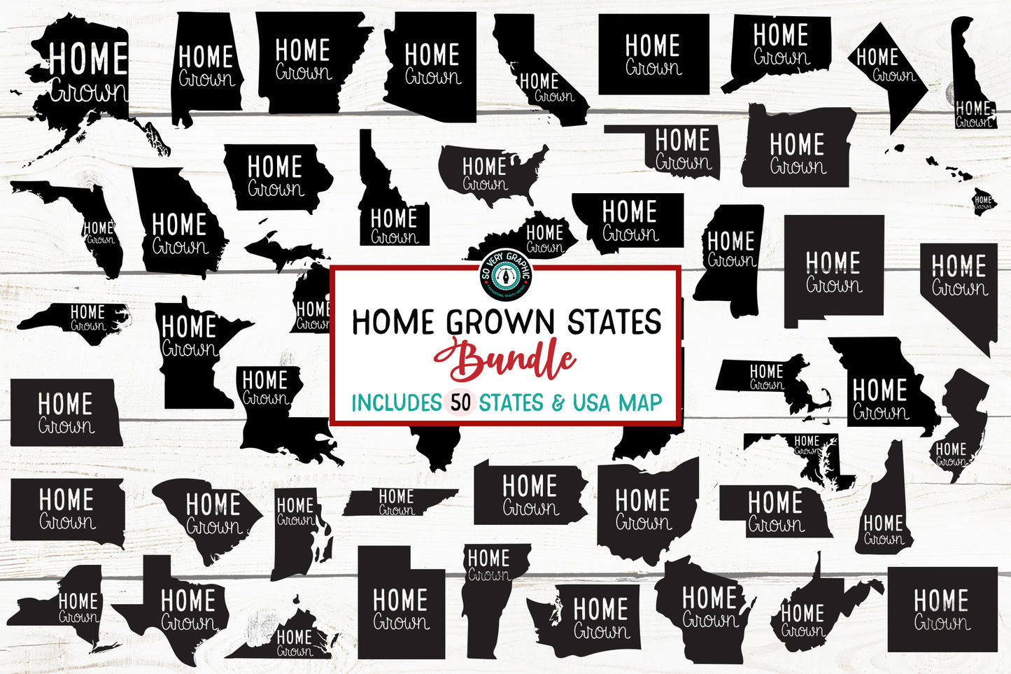 Home Grown United States SVG Design Bundle | Set of 51 Cut Files