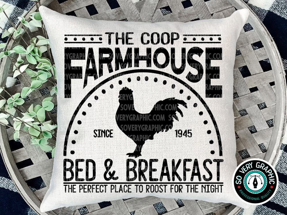 The Coop Bed and Breakfast Vintage Rooster SVG Design