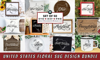 United States Floral SVG Design Bundle | Set of 50 Files